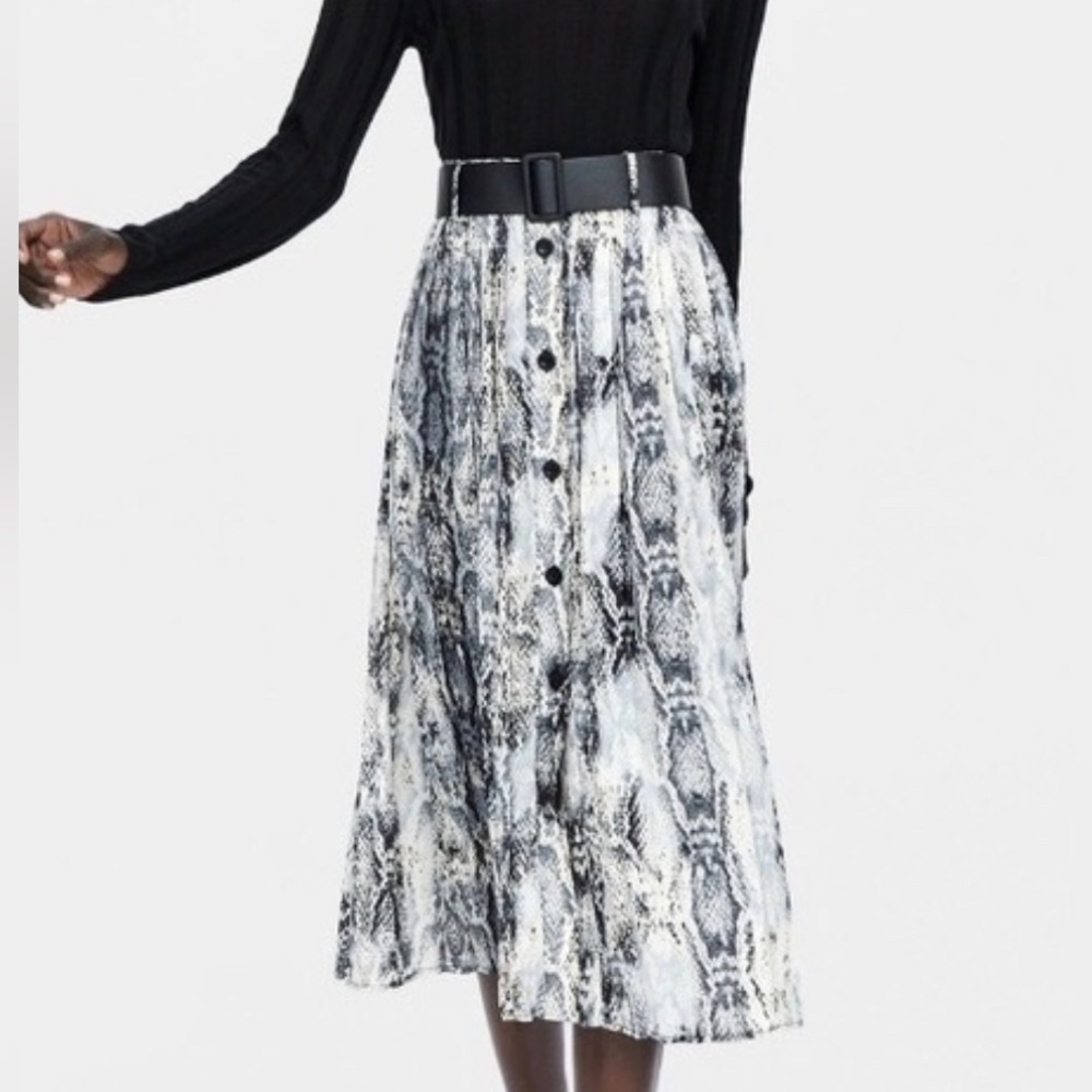 ZARA SNAKESKIN MIDI SKIRT Sz M